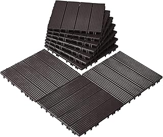 VEVOR Dalles de Terrasse Embo&icirc;tables, Lot de 10, Rev&ecirc;tement de Sol Plastique Imperm&eacute;able, 300x300 mm, 9290 c㎡, Utilisation par Tous les Temps, pour Porche, Piscine, Balcon, Arri&egrave;re-cour, Marron Fonc&eacute;