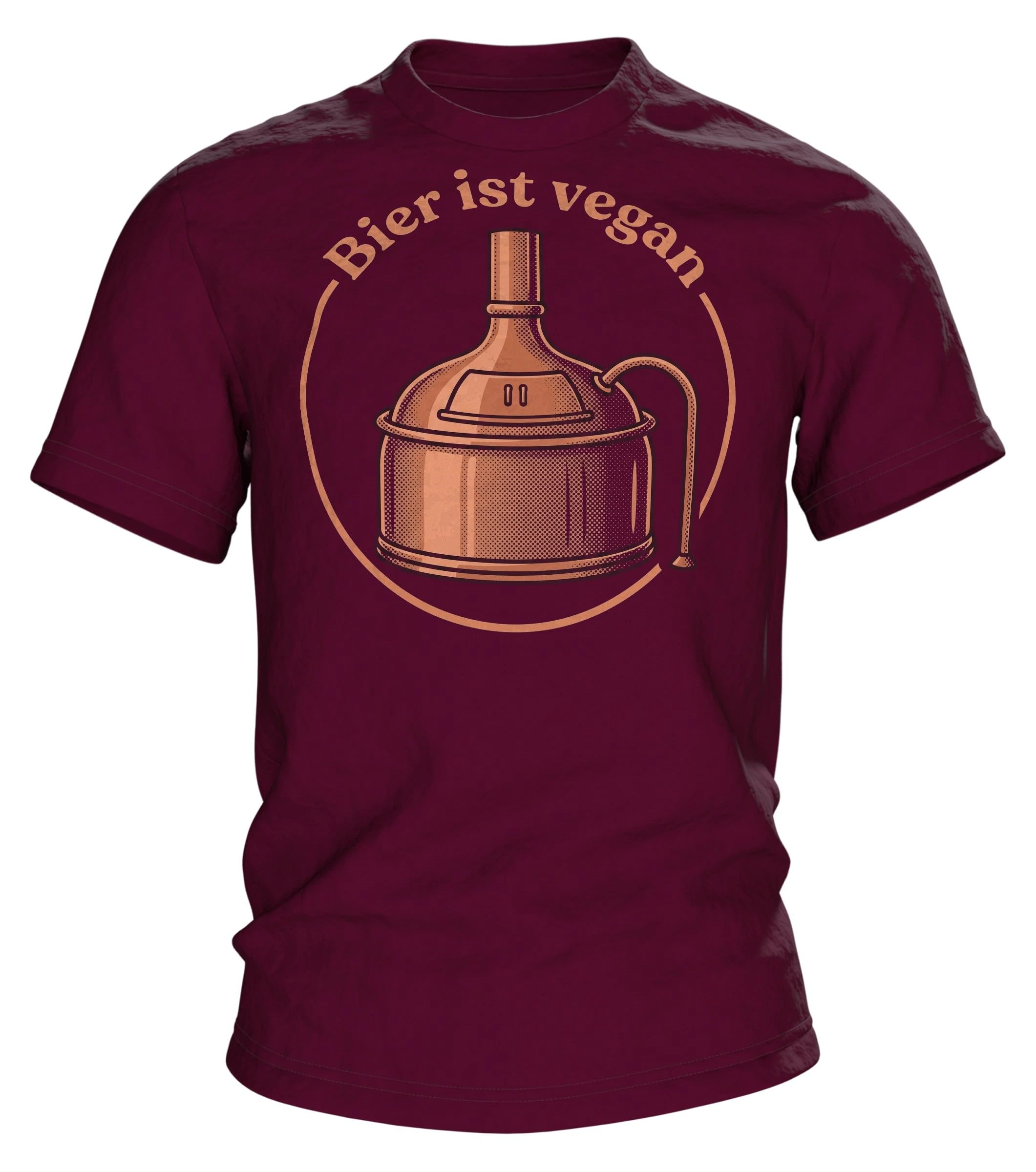 Braukessel T-Shirt Bier ist vegan, Kupferkessel-Emblem im Retro-Stil