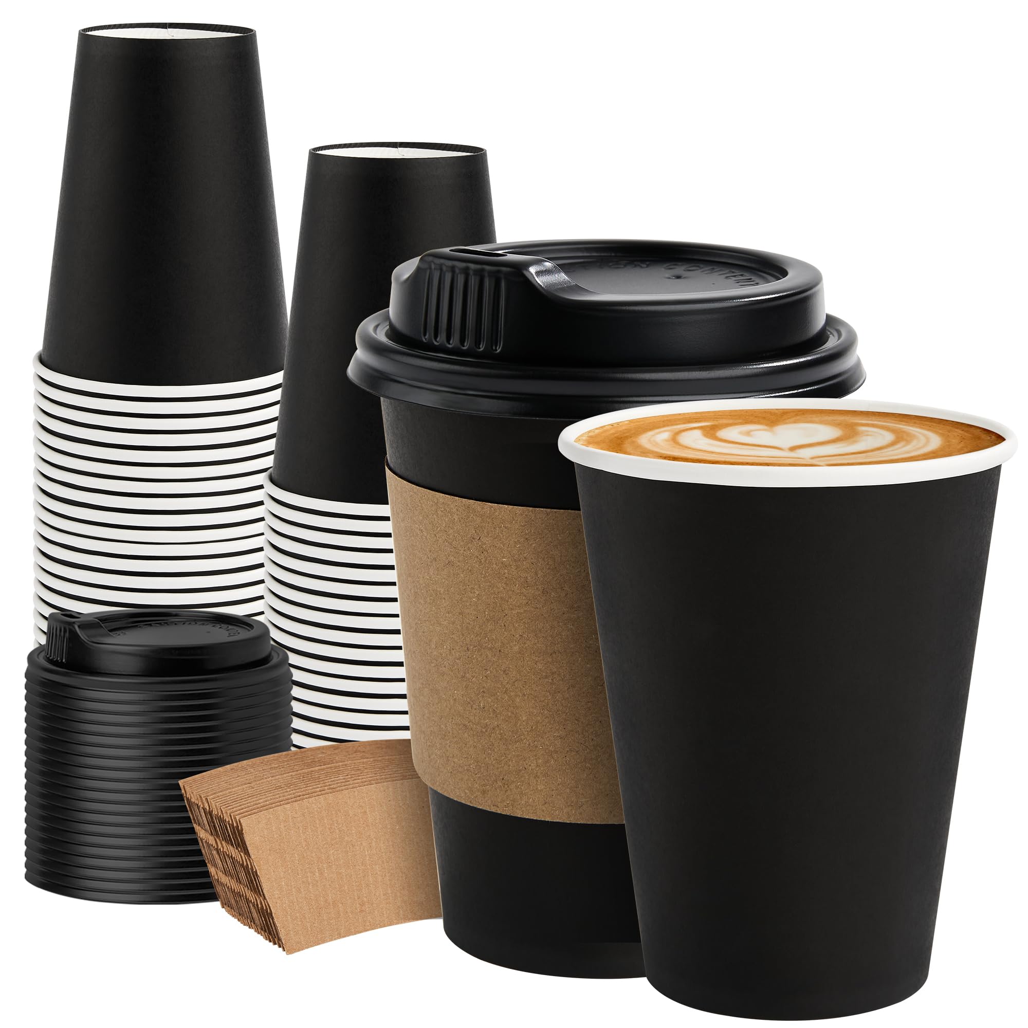 METAPRINT 100 Pack 16 oz Disposable Coffee Cups with Lids and Sleeves — Amazon image 11