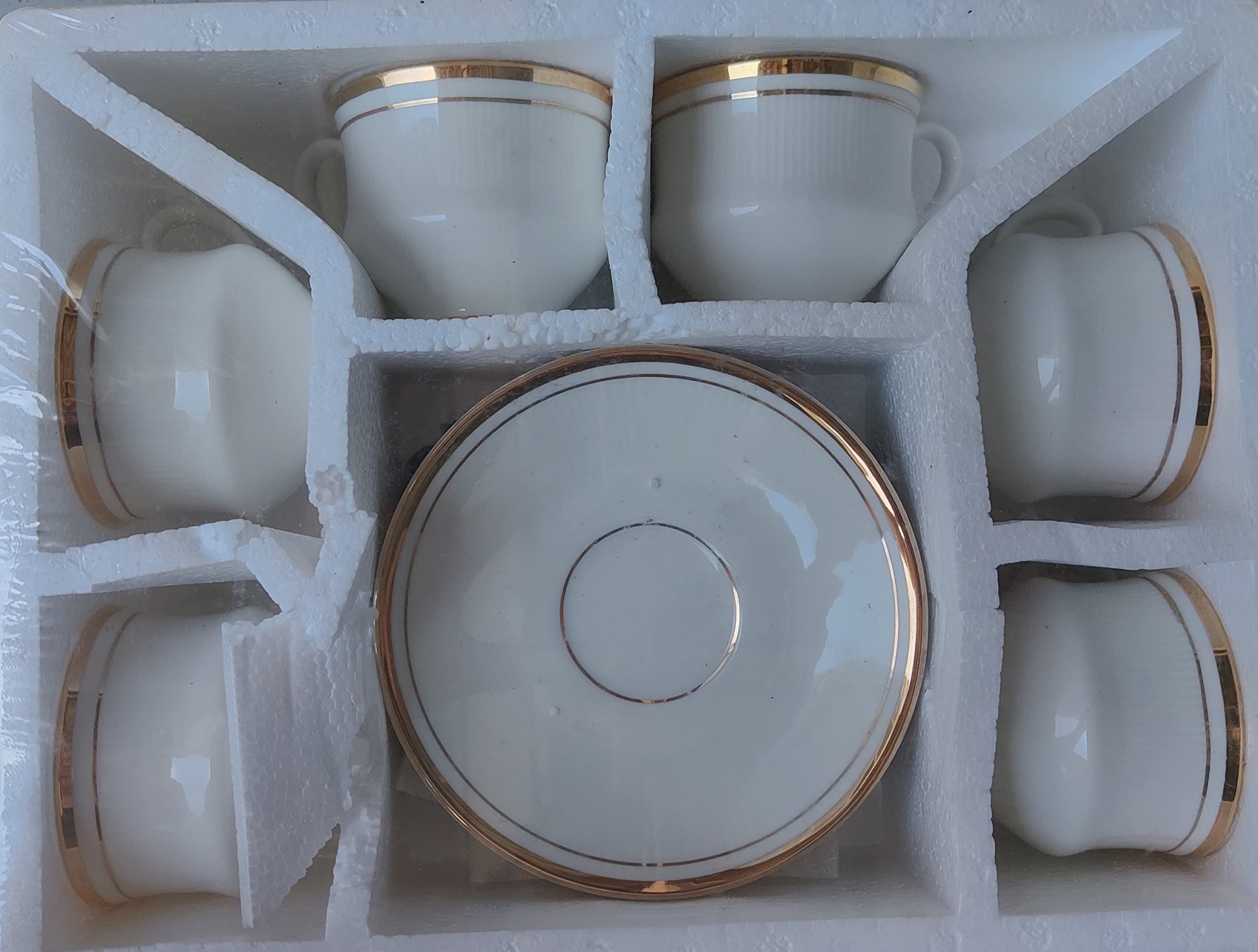 SICO Fine China Cup and Saucer Set Double Gold Line of 6 pcs Design 603