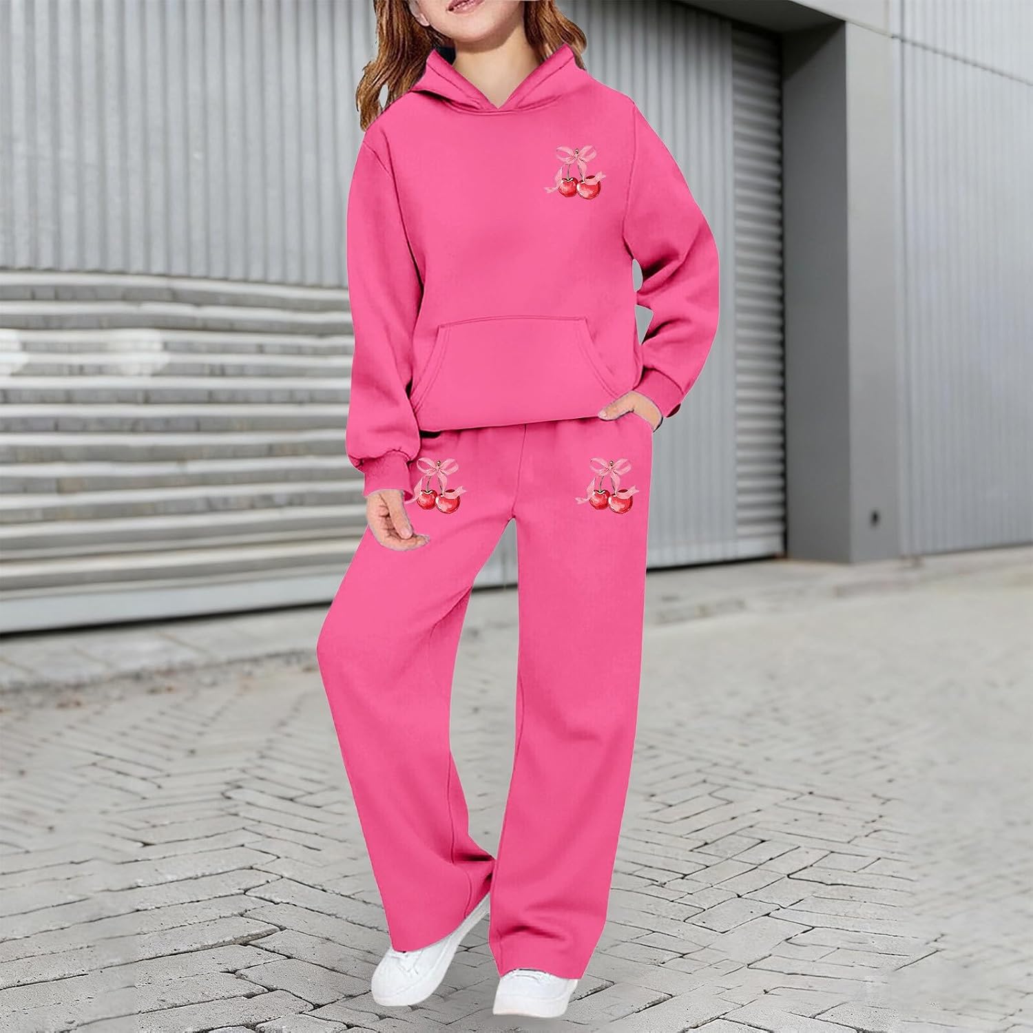 Girls Hoodie Zipper Sweatsuit Boys 2 Pcs Tracksuit Zip Up Hoodie Tops Sweatpants Jogger Outfits Set