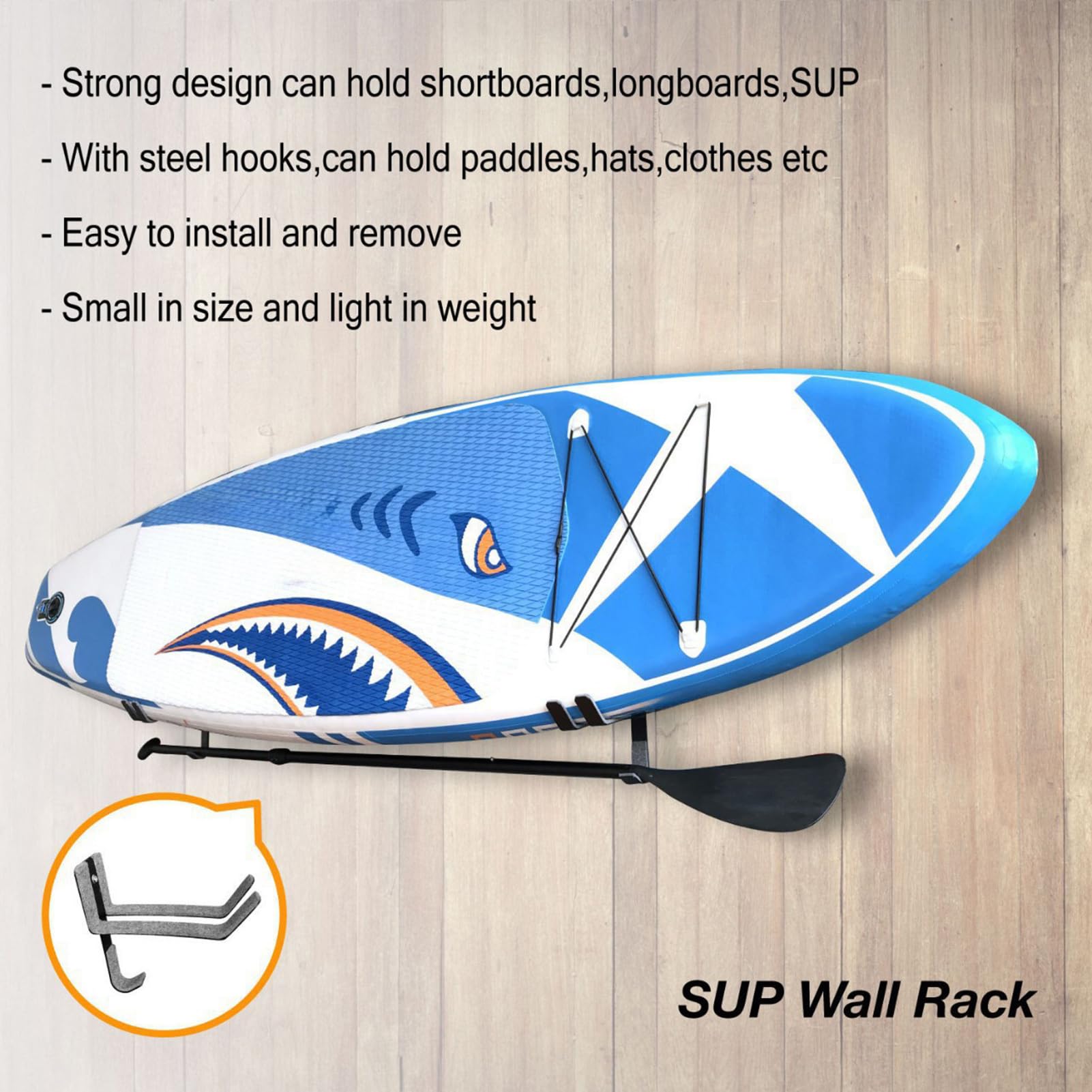 Surfboard Rack for Wall, Surfboard Display Rack Holder, Snowboard Storage Space Saving, Perfect for Bedroom, Apartment, Garage, Home, Living Room, and Organization