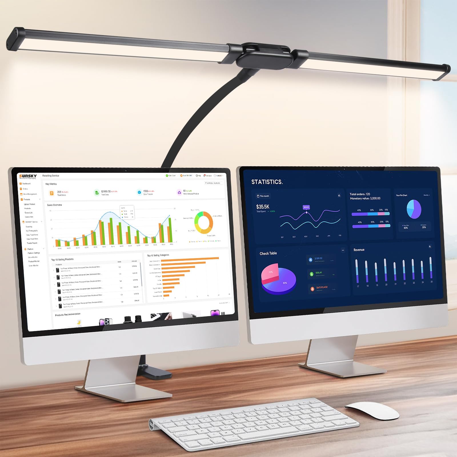 Lampada da lavoro LED a clip con doppio collo cigno, lampada da lettura a risparmio energetico, 10 luminosità per trucco e fotografia Luminosità dimmerabile