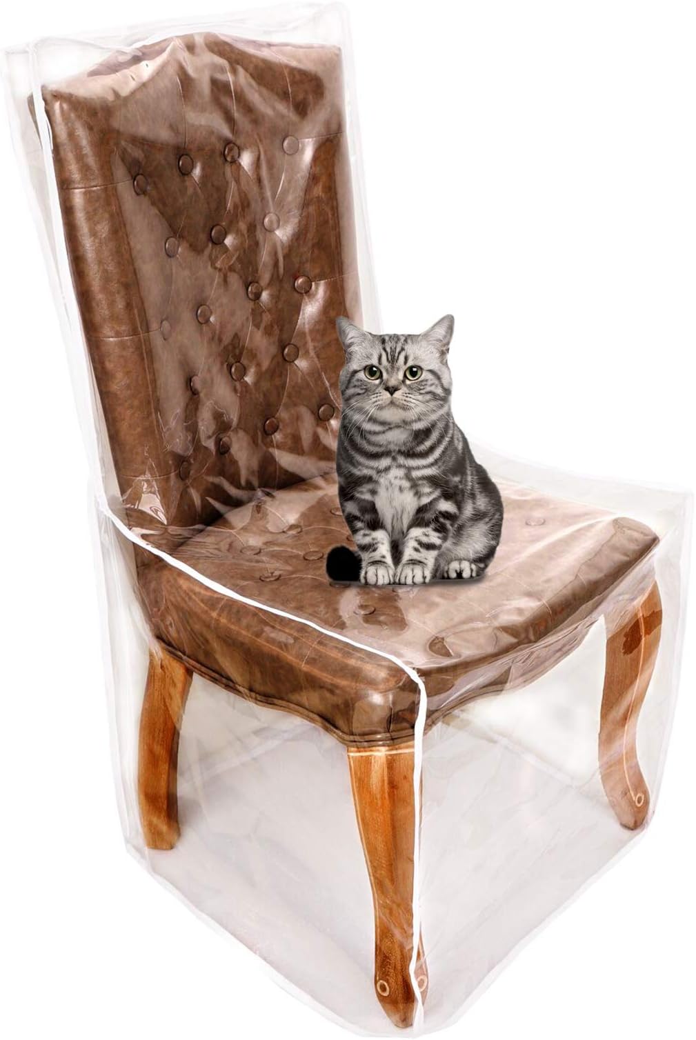 Clear Plastic Chair Covers,Waterproof Dining Chair Covers Protector for No Dust/Spill/Pet Hair/Pet Claws, Clear Dining Room Chair Protector Dust Cover Protection Storage Bags