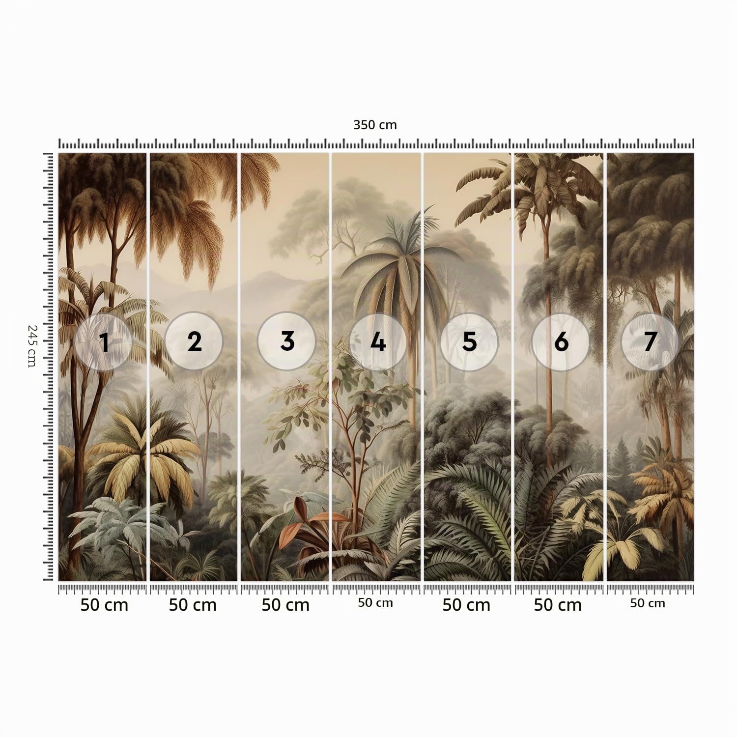 Feeby Papel Pintado Botánica Selva 350x245 cm Verde XXL Fotomurales Tejido No Tejido Decoración De Pared Moderna Decorativos Dormitorio Para la sala Trópicos Exóticos