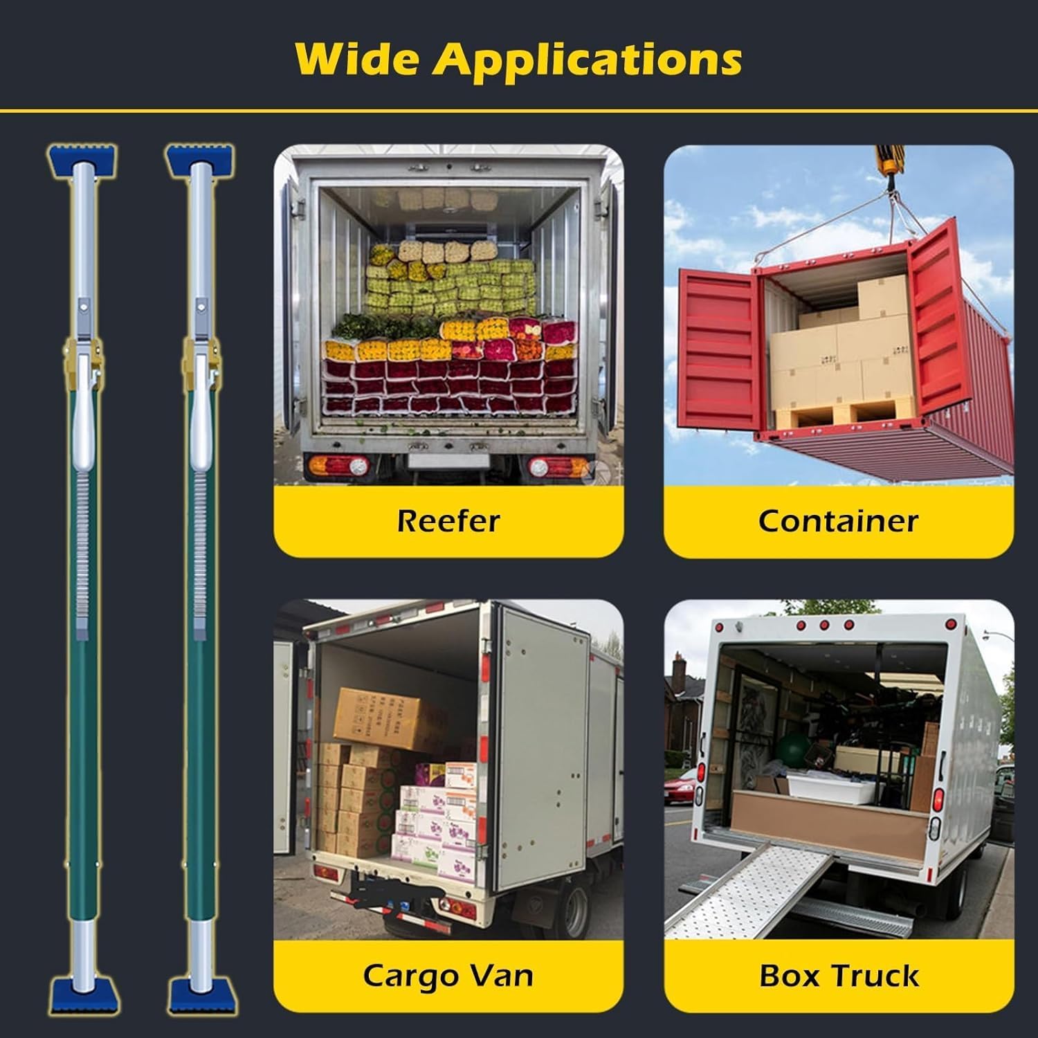 Telescopic Cargo Stabilizer Bars for Trailers/Refrigerated Trucks, Heavy Duty Ratcheting Cargo Bar for Pickup Truck Bed, 440 Lbs Load Aluminum Load Bars Divider Pole(7.4'-8.6'/2260-2640mm)