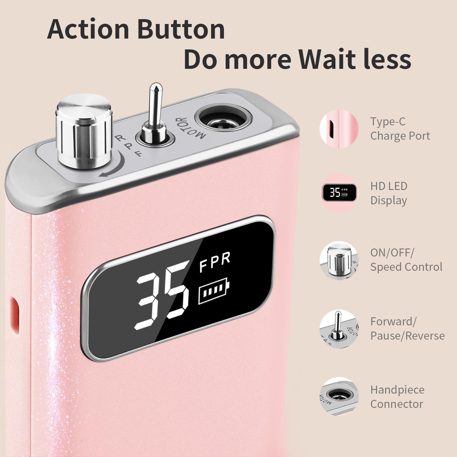 Enniewi Nail Drill with Wireless Auto Charging Station, Charging Anytime - Image 4