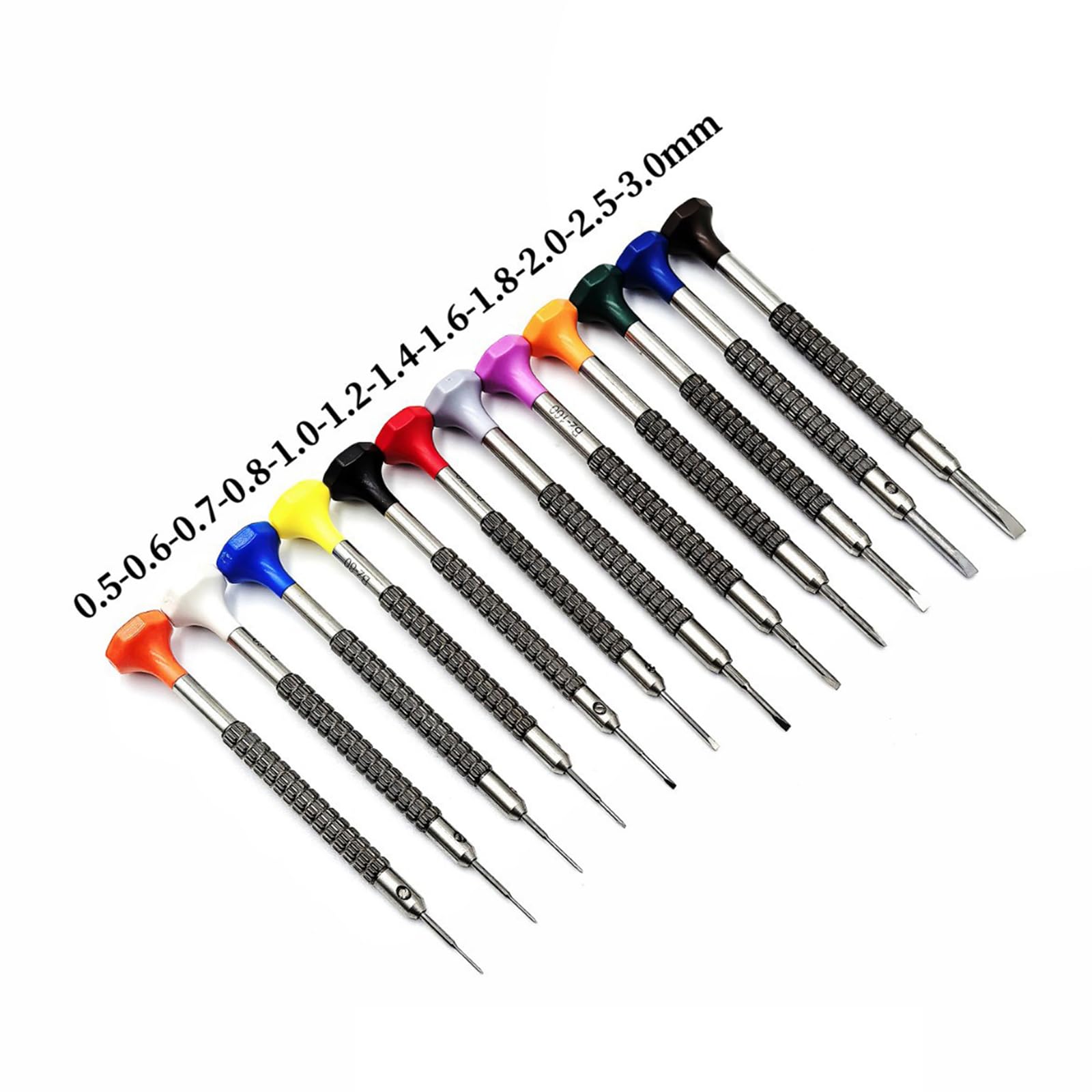 Set di 12 cacciaviti rotativi antiscivolo con denti scanalati microscopici e punte in acciaio robusto per uso professionale Set di cacciaviti a cricchetto di precisione