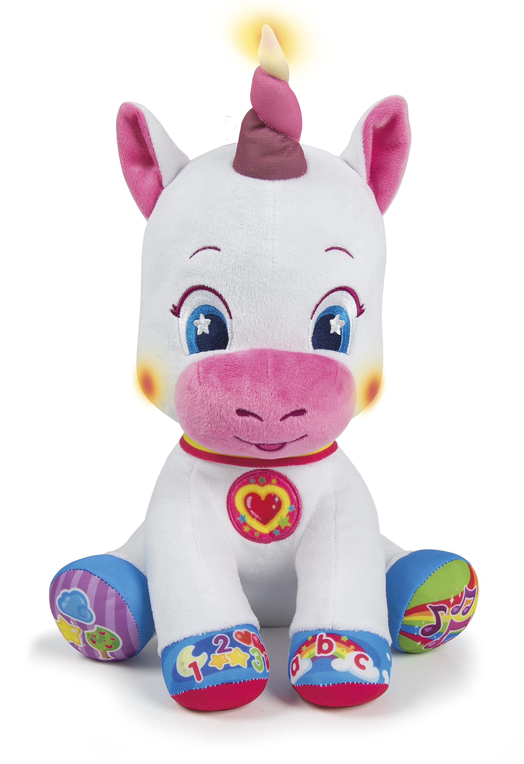 Clementoni 50544 Peluche interactive licorne jouet électronique parlant pour enfants à partir de 6 mois Version Pologne Multicolore