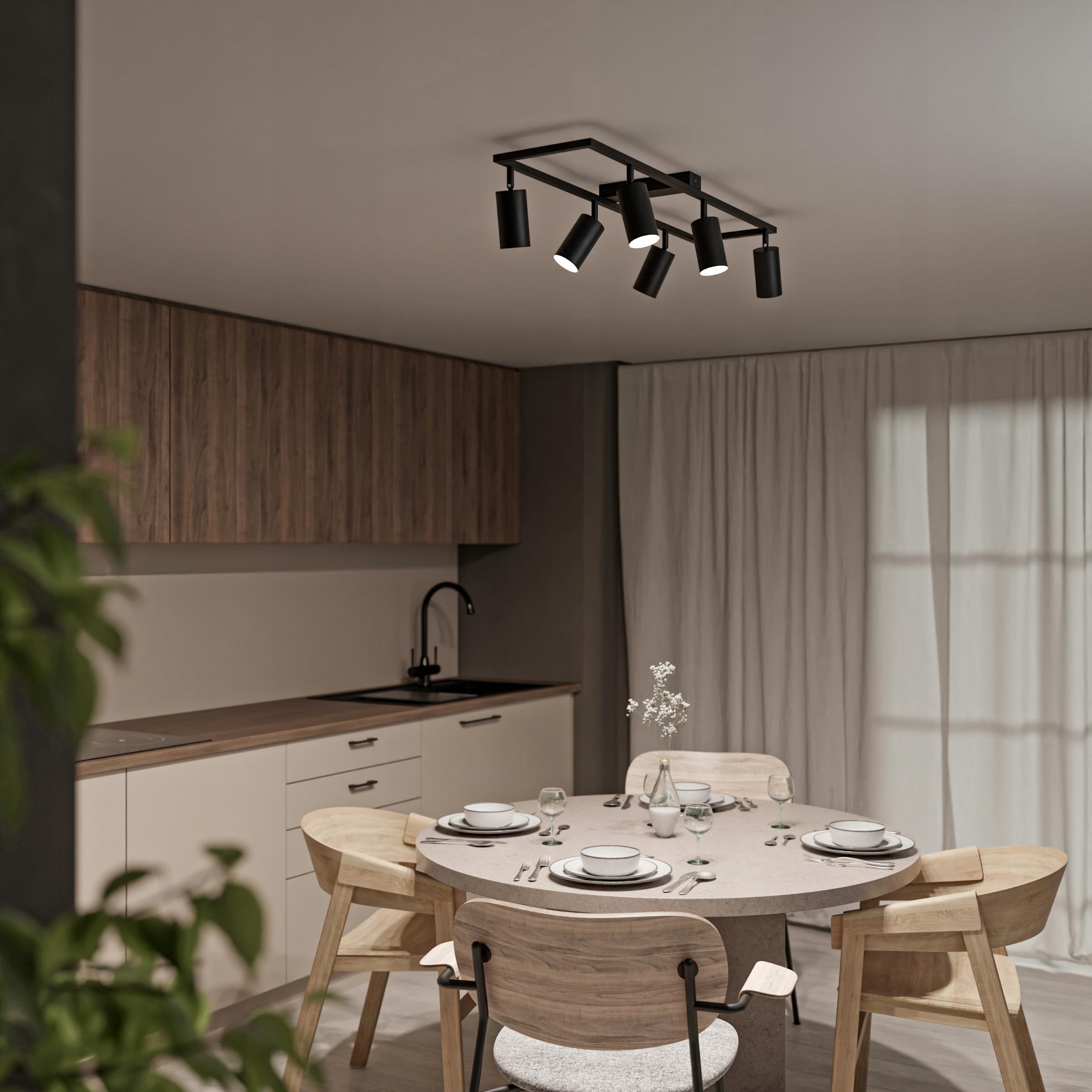 Deckenstrahler LED Schwarz 6 Flammig Schwenkbar GU10 Deckenleuchte Modern für Küche