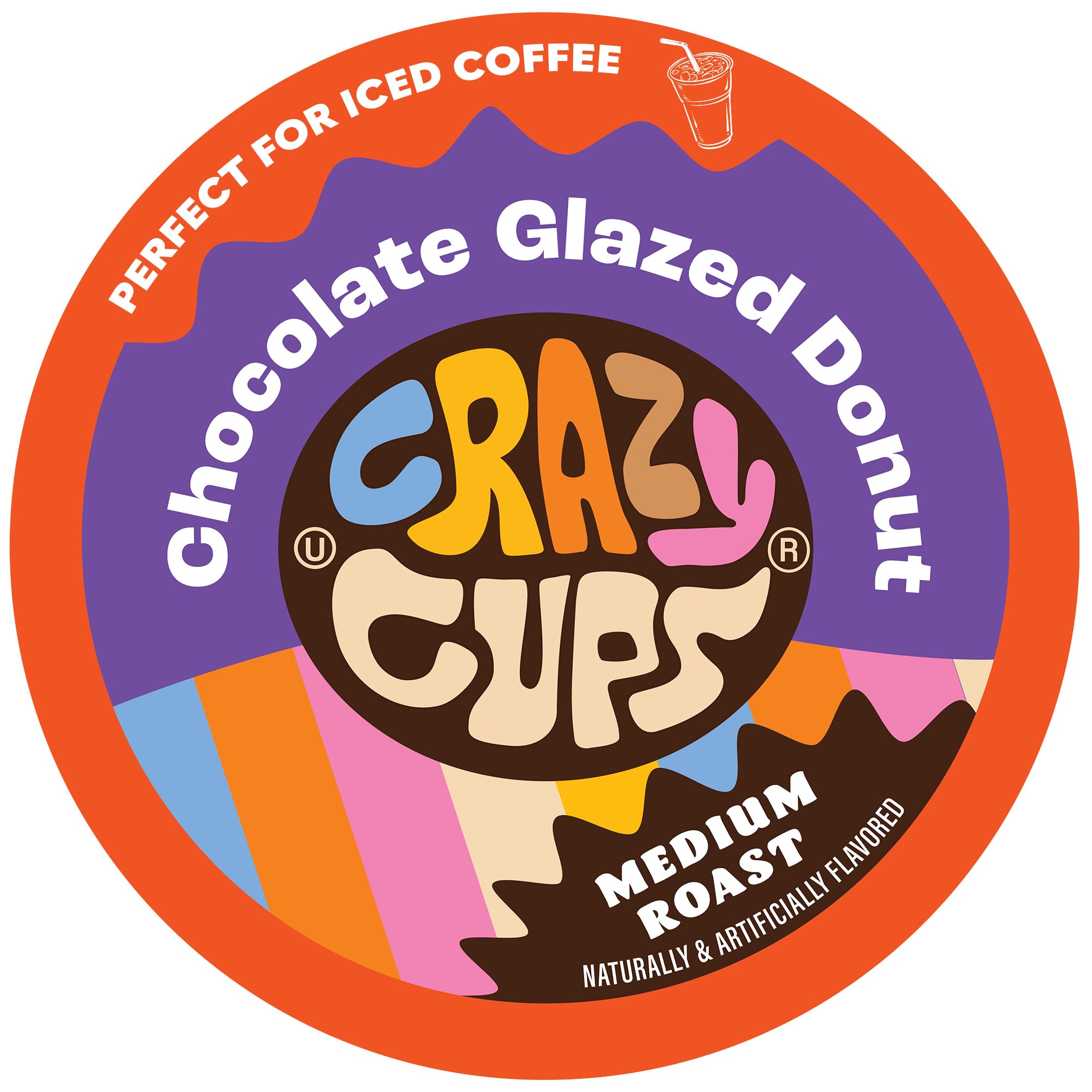 Crazy Cups Flavored Coffee Pods, Chocolate Glazed Donut, Flavored SIngle Serve Coffee Capsules for all Keurig K Cups Coffee Makers, 22 Count (Pack of