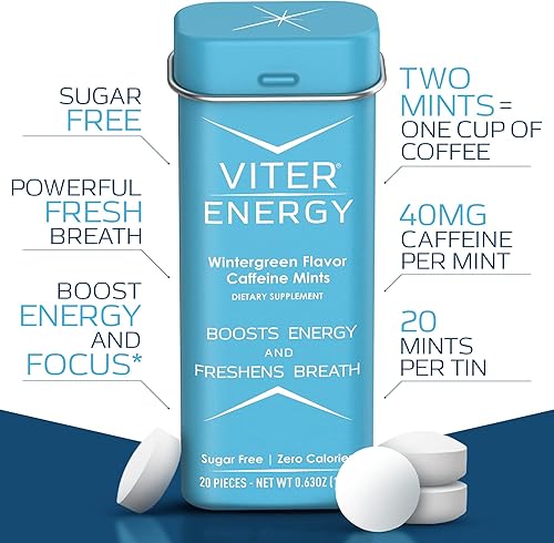 Miniatura 2 de Viter Energy Paquete de 6 bolsas a granel de 12 libra con sabor a gaulteria original de cafeína, vitaminas B, sin azúcar, vegano, potente