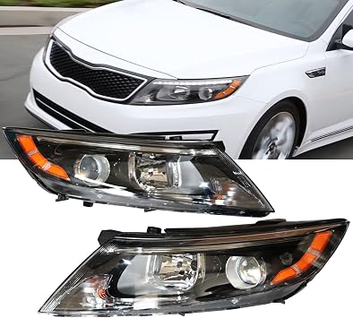 Halogen Headlight Assembly for Kia Optima 2014 2015 Replacement Front Headlamp W/O LED DRL Left+Right
