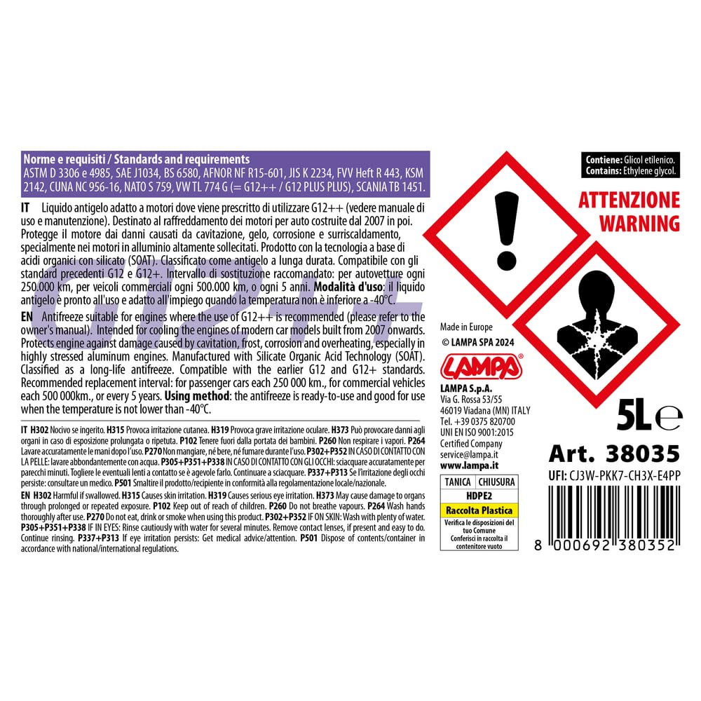 Lampa 38035 Premium Series G12++, Liquido antigelo radiatore - (-40°C / +110°C) - 5 L