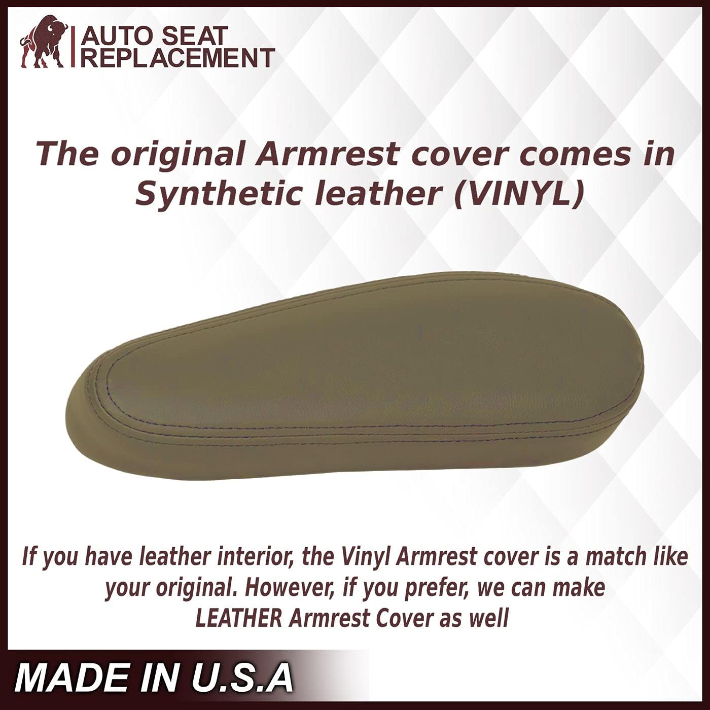1999 2000 2001 2002 Chevy Silverado Leather Seat Cover, Chevy Silverado Leather Seat Cover Replacement (Medium Neutral Tan, Armrest (Fits Both Sides))