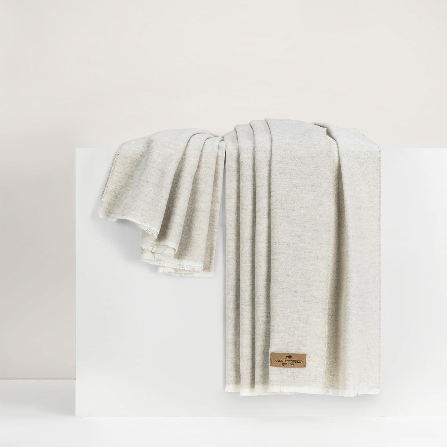 Lands Downunder All-Season, Luxury Silver Birch Aspen Peaks Throw – Reversible Soft Woven Throw with Eyelash Fringe – Made in Italy – 51”W x 67”L – Incredibly Soft & Cozy – Perfect for Gifting
