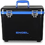 Engel UC19 19qt Leak-Proof, Air Tight, Drybox Cooler and Small Hard Shell Lunchbox for Men and Women in Black with Blue Interior