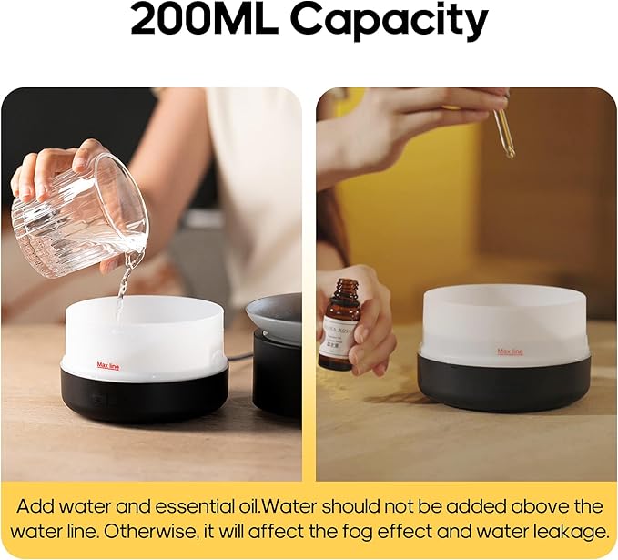 Difusor de Aromas Esenciales Rican 200ml, Apagado Automático, 7 Luces, Negro miniatura 4