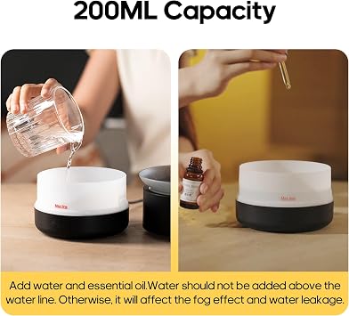 Essential Oil Diffusers, 200ml Aromatherapy Diffuser with Auto Shut-Off Function, Cool Mist Humidifier with 2 Modes, Small Diffuser with 7 Color Lights Auto Shut Off for Home Office Room, Black