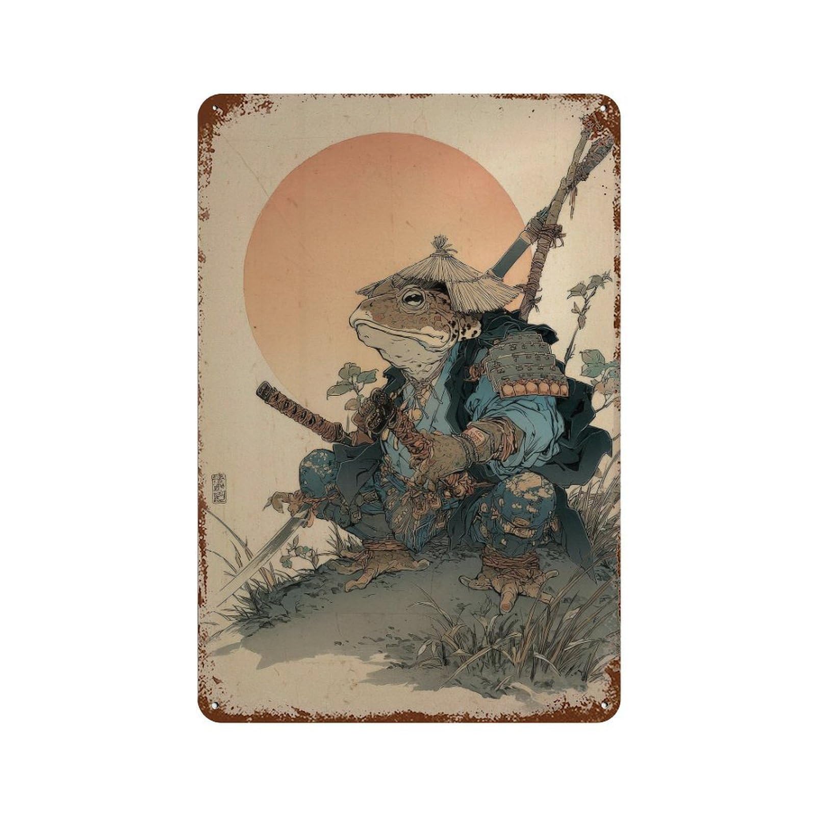 xiaoxiaoshen Samurai Frog. Japanese Ink Anime Wall Decor Art Metal Tin Poster Modern Home Decor Art Home Bar Shop Decorations Vintage Sign 30x20cm