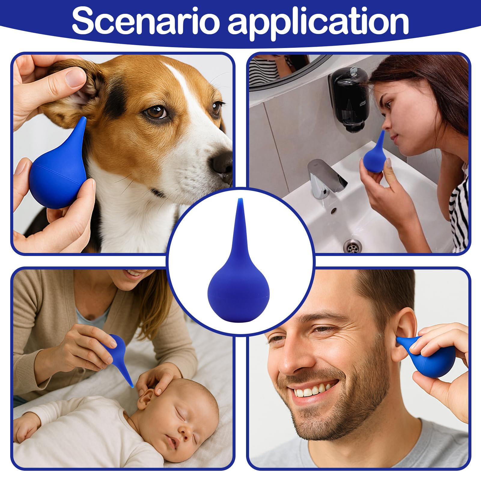 2 PCS Poire Oreille, Poire de Nettoyage D'oreille Doux,poire Lavement Oreille, poireé pour déboucher les oreillés, Seringue oreill Utiliser pour Nettoyage (Bleu 60 ML)