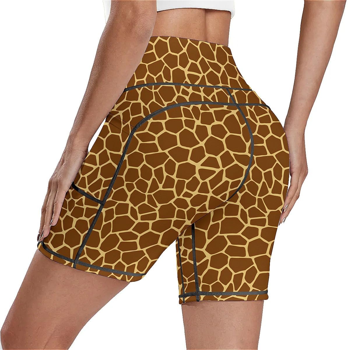High Waisted Workout Biker Shorts for Women Tummy Control Leggings Running Yoga Shorts with Pockets