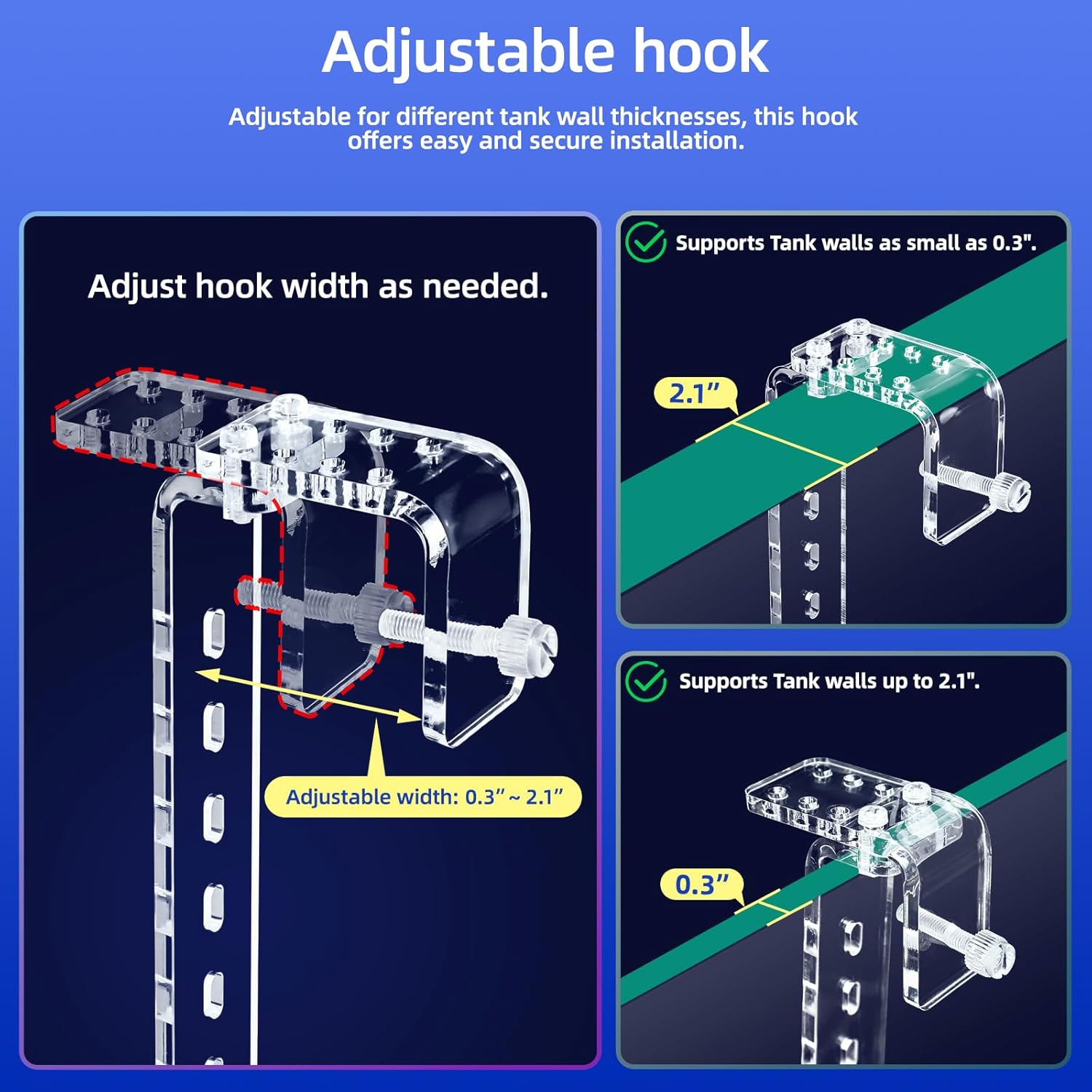 Adjustable Hanging Turtle Dock with Anti-Slip Artificial Grass Basking Platform Sturdy Acrylic Ramp for Aquatic Turtles, Compatible with Various Tank Sizes, Easy Setup (Transparent, 11x5.8 Inch)