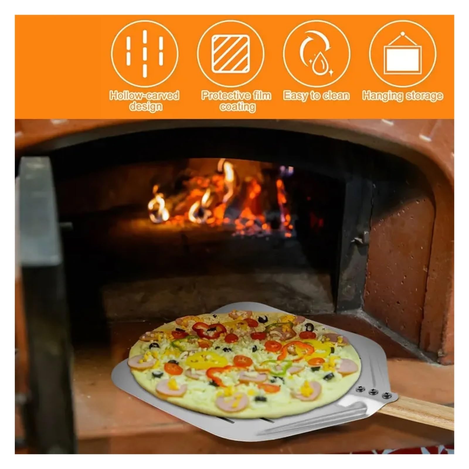 Pala per pizza leggera da 12 pollici in lega di alluminio con manico