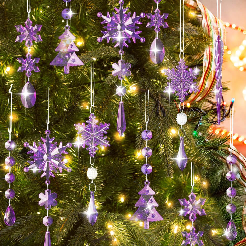 Ghiaccio Albero Di Natale 10 Pezzi Di Decorazioni Per L'albero Di Natale Pendenti In Cristallo Pendenti In Acrilico Con Fiocchi Di Neve Ornamenti Di Ghiaccioli Per L'albero Di Natale Festa Di Capodanno - 5