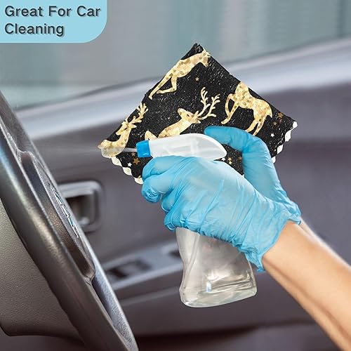 Miniatura 7 de KLL Christmas Deer Gold Black Microfiber Kitchen Towels Sink Tea Towel Country Funny Kitchen Hand Towels Terrycloth Dish Towels