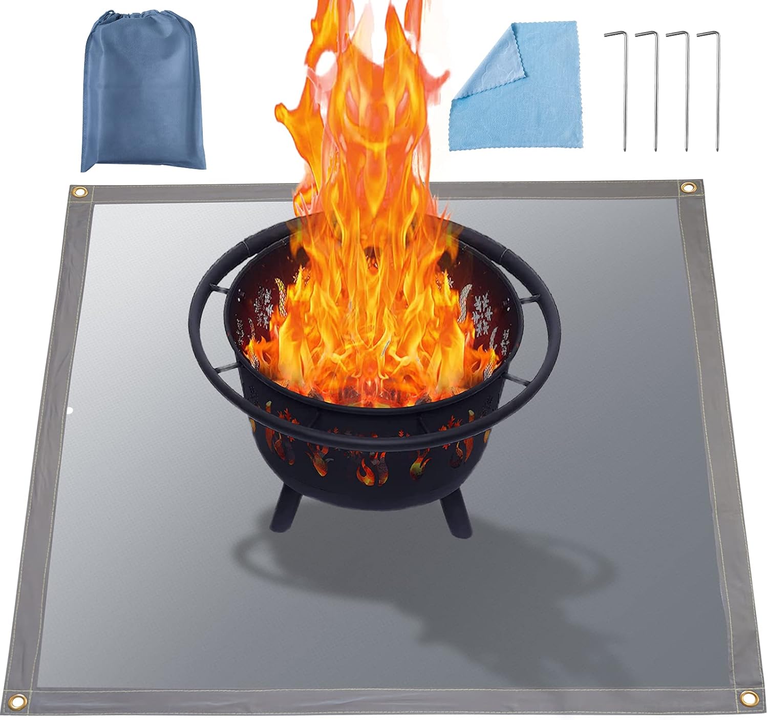 SUJUDE Fire Pit Mat Fireproof Firepit for Grass Deck