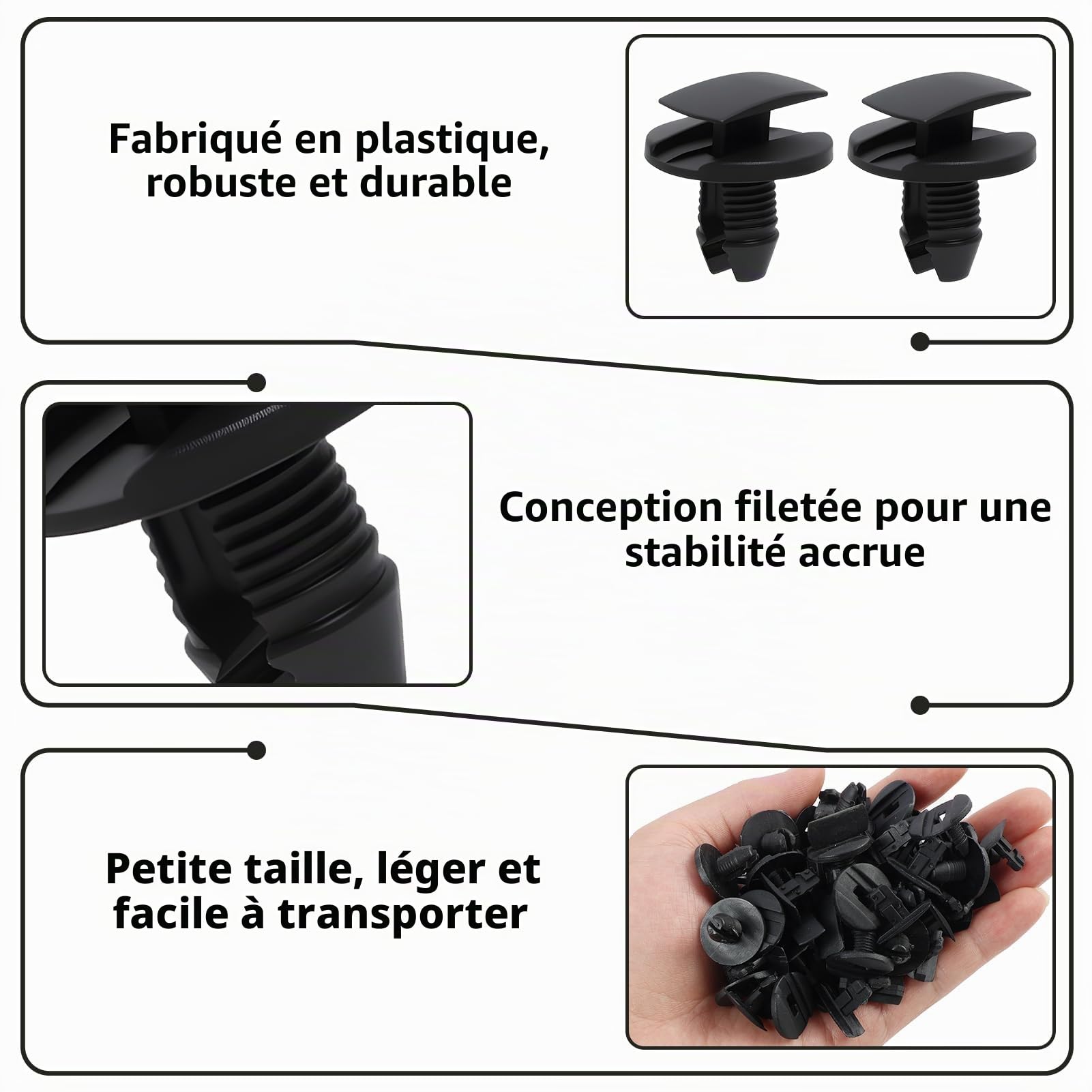 50 Pièces Clips Fixation Parechocs 8565.53 1609267280, Clips Voiture, Agrafes Rivets Plastique Garde-Boue Garniture, Rivets Remplacement Compatible avec Citroen Peugeot Jumpy Berlingo C3 C4 C5 C6