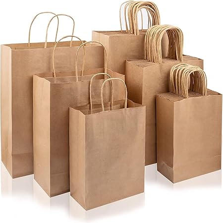 PAICUIKE 130pcs Paper Bags With Handles Assorted Sizes Kraft Gift Bags Bulk - Brown - View #5