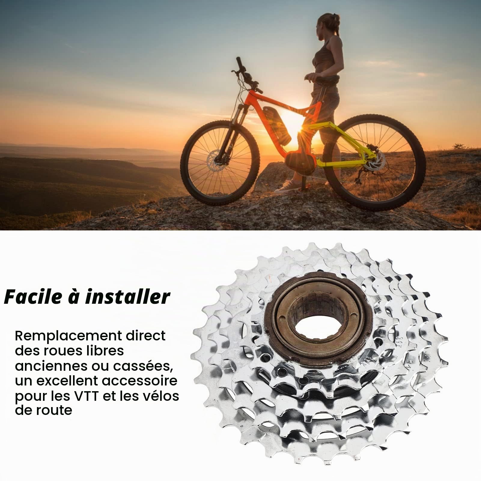 HERCHR Roue Libre de vélo, pignon de Cassette 5 Vitesses 14-28T Corps de Roue Libre fileté Haute résistance pièce de Rechange pour VTT et vélo de Route