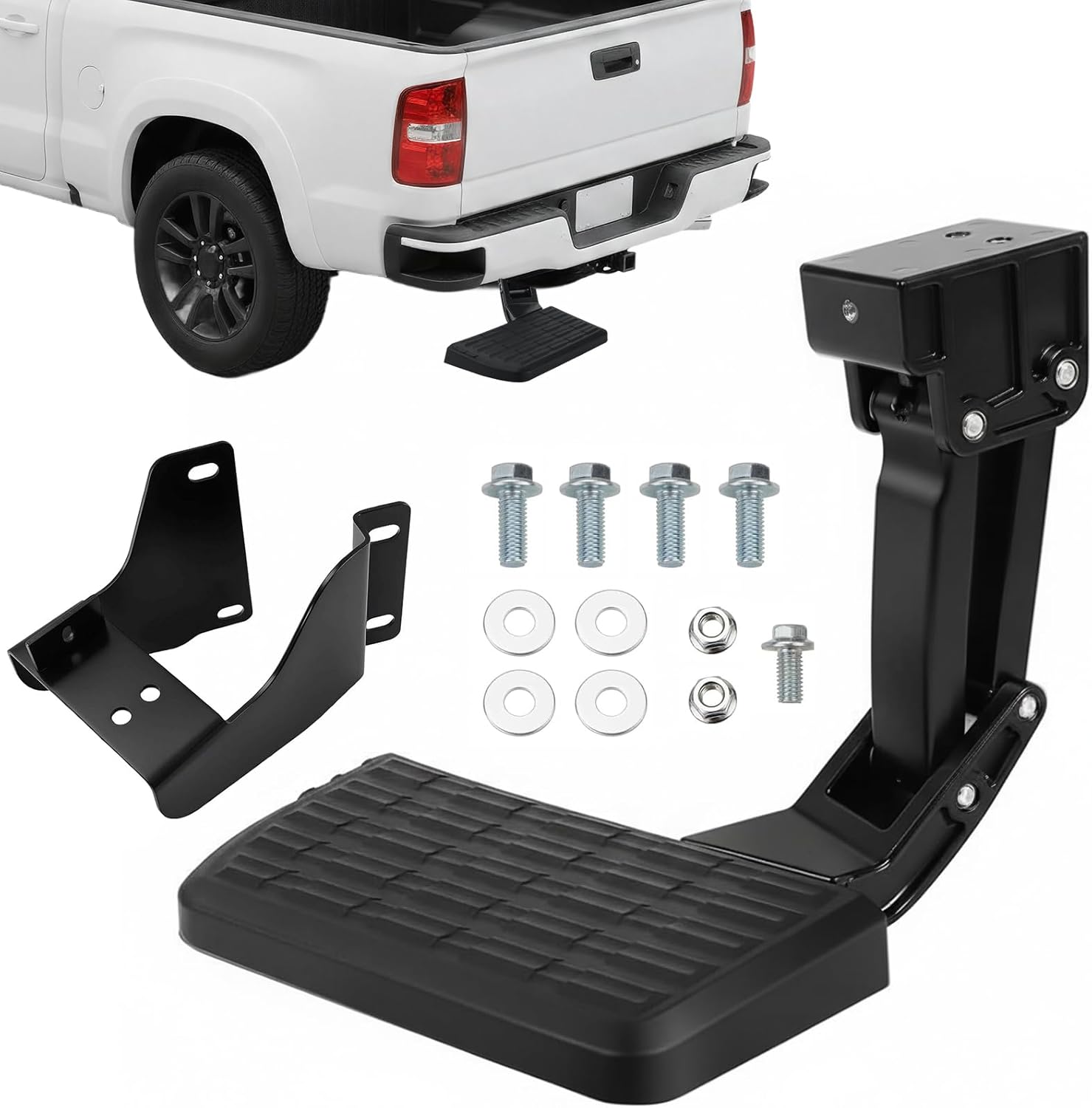 75312-01A Left Side Folding Truck Tailgate Step for 2015-2020 Ford F-150 Upgraded Rear Bed Step Retractable Bumper Step