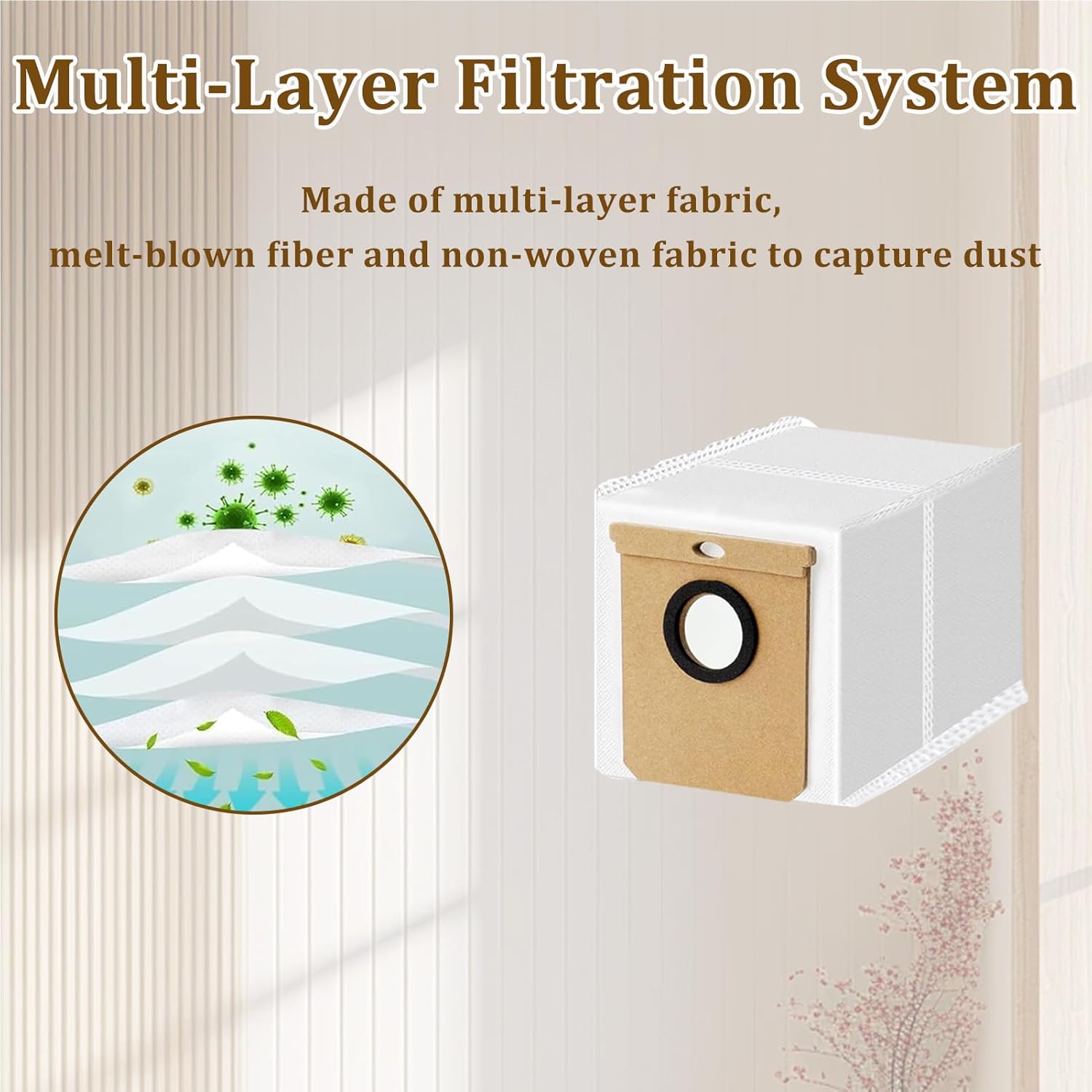 Diagram showing multi-layer filtration within a dust bag