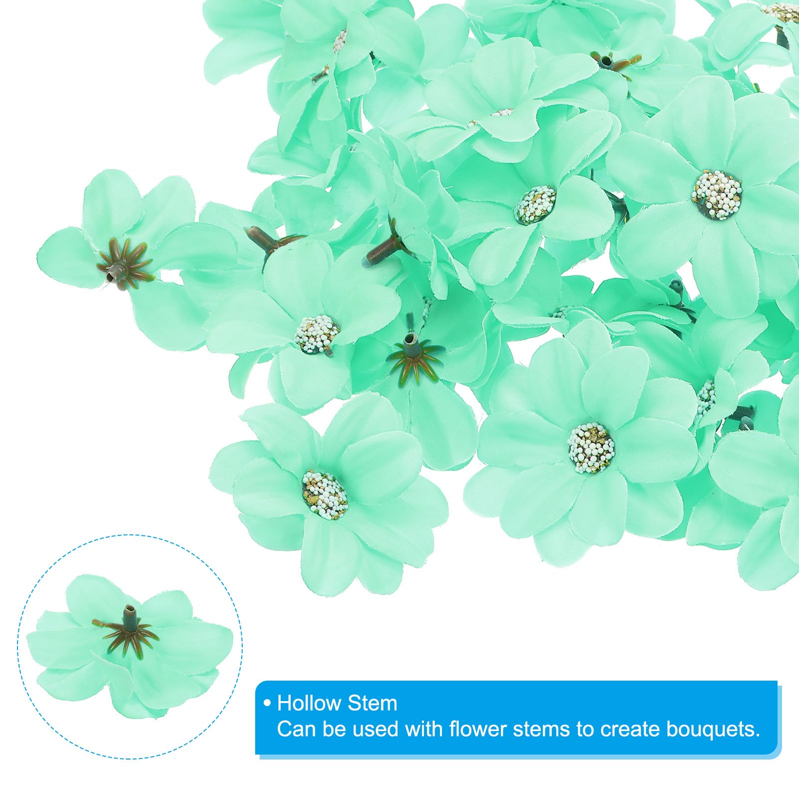 PATIKIL Faux Flower Heads for Crafts 50 Pcs Fake Chrysanthemum Blossom Head Bulk Mini Artificial Silk Flowers Embellishments for Wreath Wedding Party Decoration Light Blue - Image 4