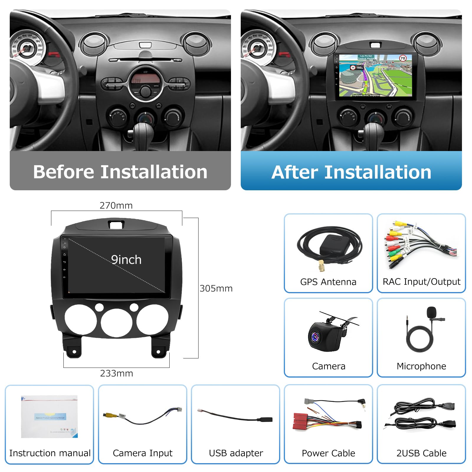 2 64GB CARPLAY AUTORADIO Android 13 GPS NAVI WIFI Für VW GOLF 5 6