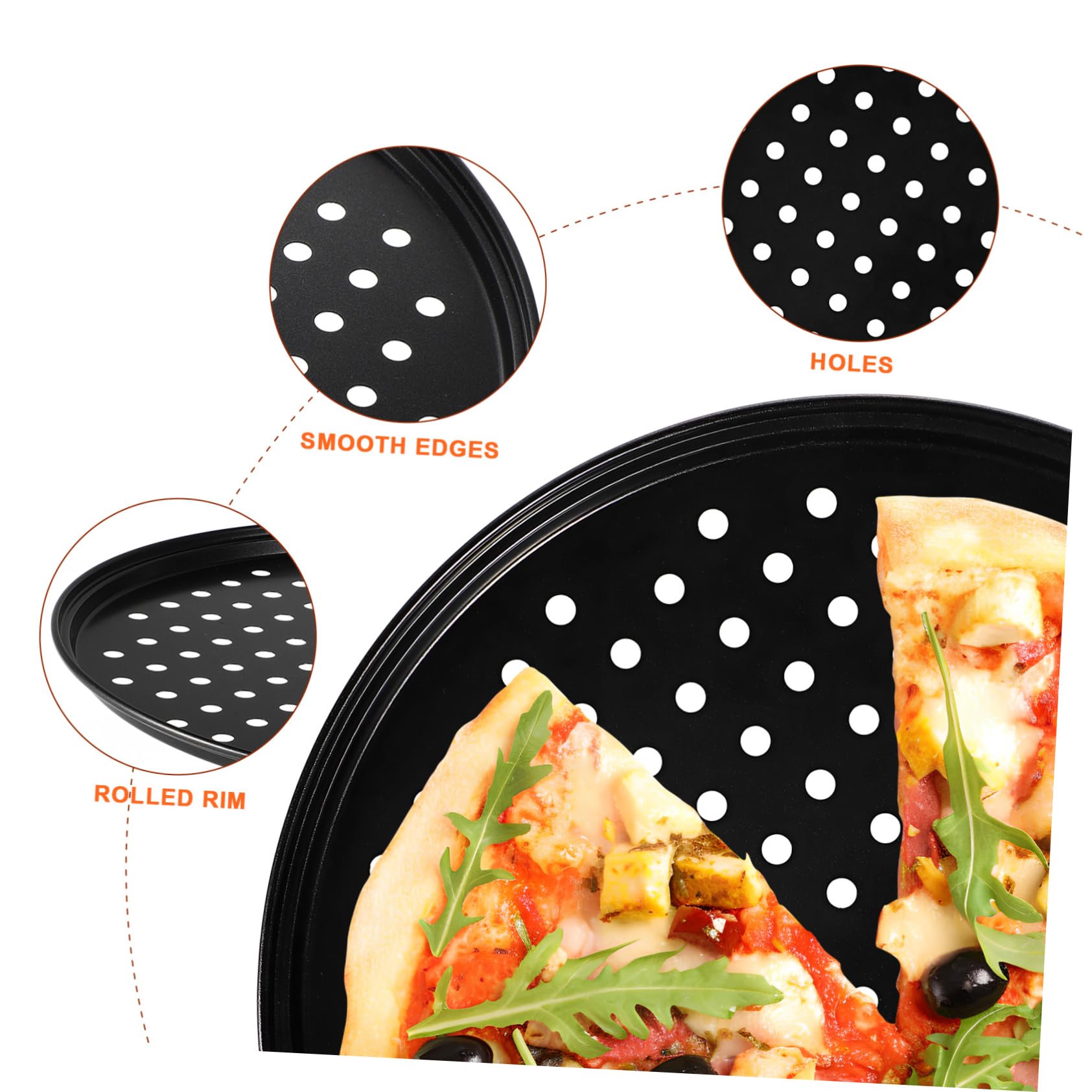 IMIKEYA Schwarzes Backzubehör 2 Stück-pack aus Kohlenstoffstahl Rundes Pizzablech mit Löchern für Gleichmäßiges Backen 32cm für Hausgemachte Gerichte und Partys
