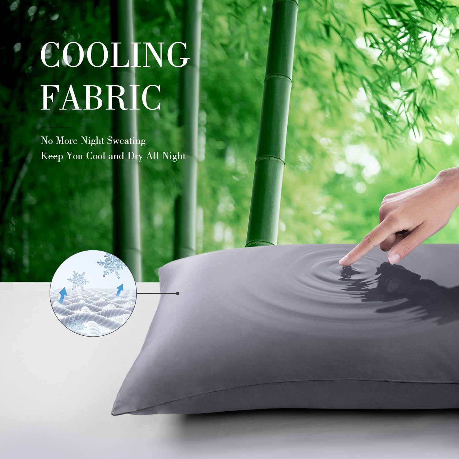 Cooling King Pillowcases Set of 2 Breathable Cool Silky Soft Rayon Derived from Bamboo Fabric, Moisture Wicking for Hot Sleepers, Hair and Skin Friendly, Dark Grey, 2 Pack, 20x36IN - Image 3