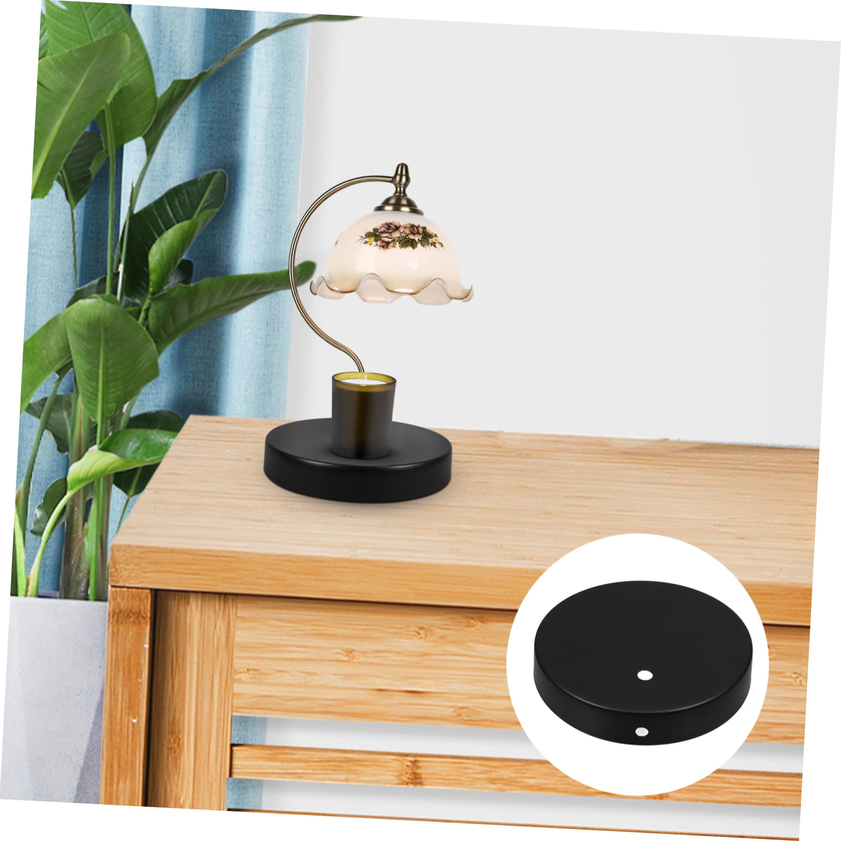 Mikikit Lamp Base LED Light Base Light Stand Replacement Part Bulb Base LED Light Display Base Light Fixture Part Light Bulb Holder Base Lamps Desk Lamp Table Lamp Iron Black