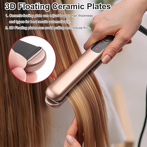 Miniatura 2 de JAETON Plancha plana pequeña de 0.7 pulgadas, mini alisador y rizador de pelo 2 en 1,30 segundos, rizador de viaje de doble voltaje, para cabello