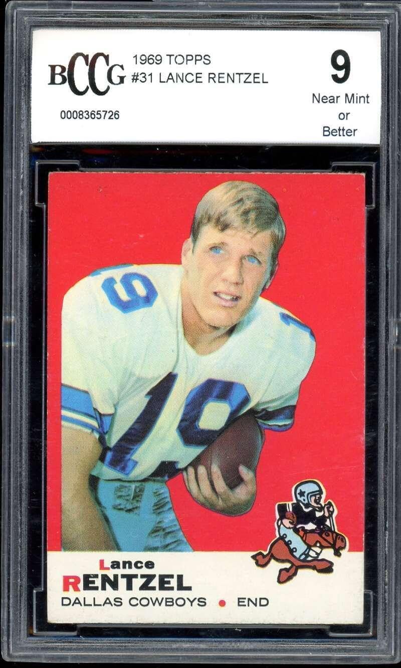 Lance Rentzel Card 1969 Topps #31 BGS BCCG 9 - Unsigned Football Cards