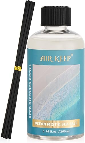 Miniatura 15 de Airkeep recarga de aceite para difusor de lengüetas con varillas de difusor, 6.76 fl oz (200ml) aceites perfumados de lavanda, eucalipto y algodón