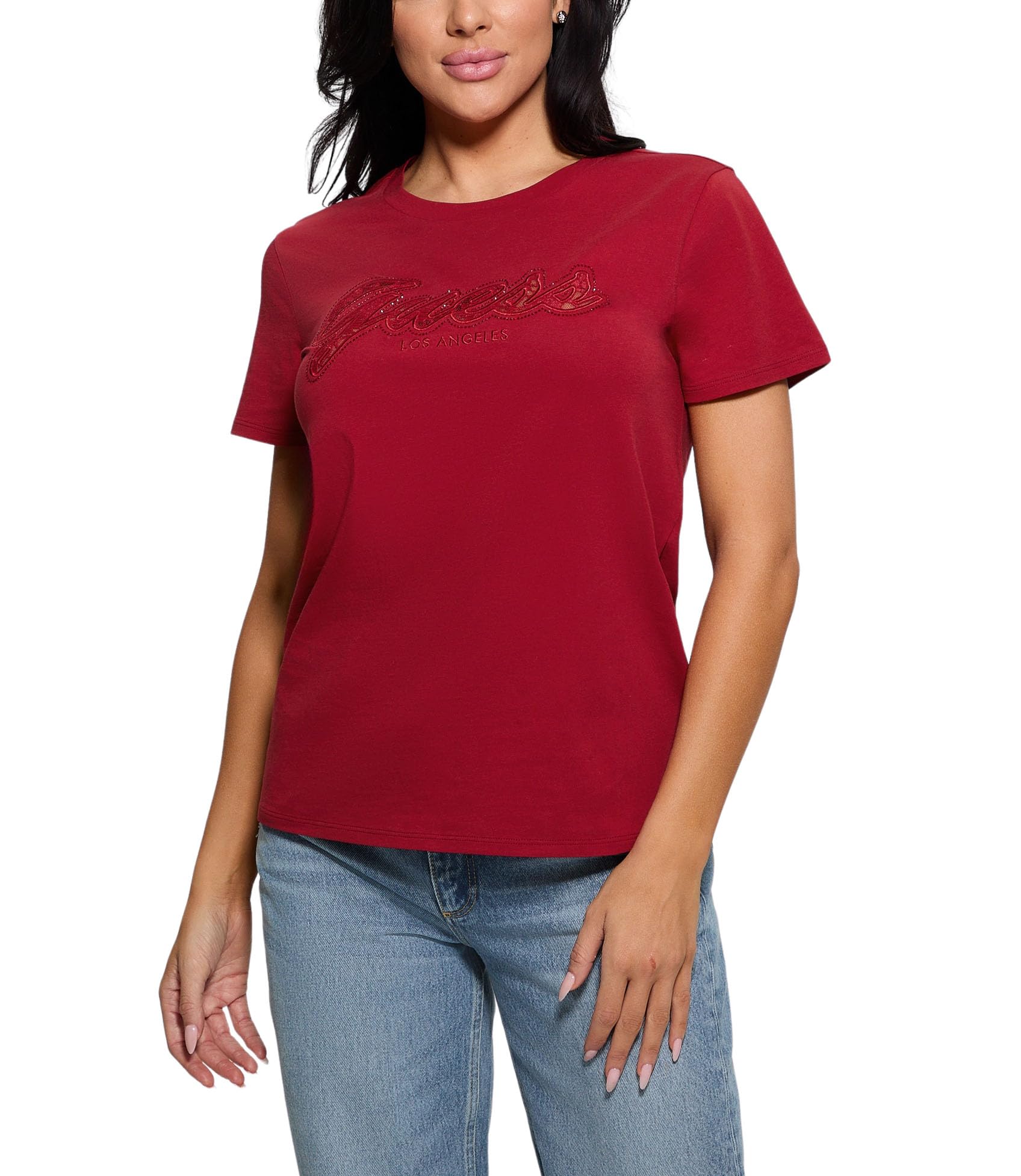 GUESS Women's Eco Short Sleeve Cherry Bomb R5 Tee