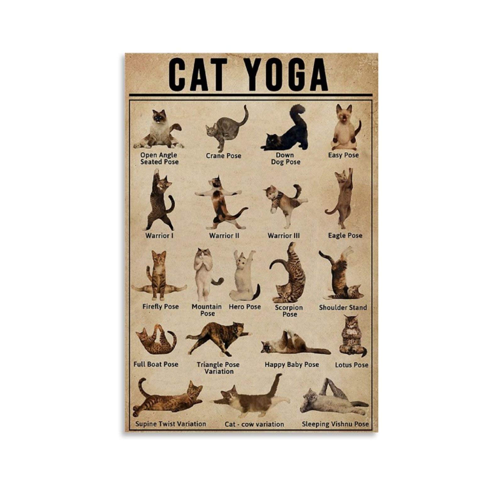 xingyao Cats Poster Cat Yoga Canvas Art Poster and Wall Art Picture Print Modern Family bedroom Decor Posters 16x24inch(40x60cm)