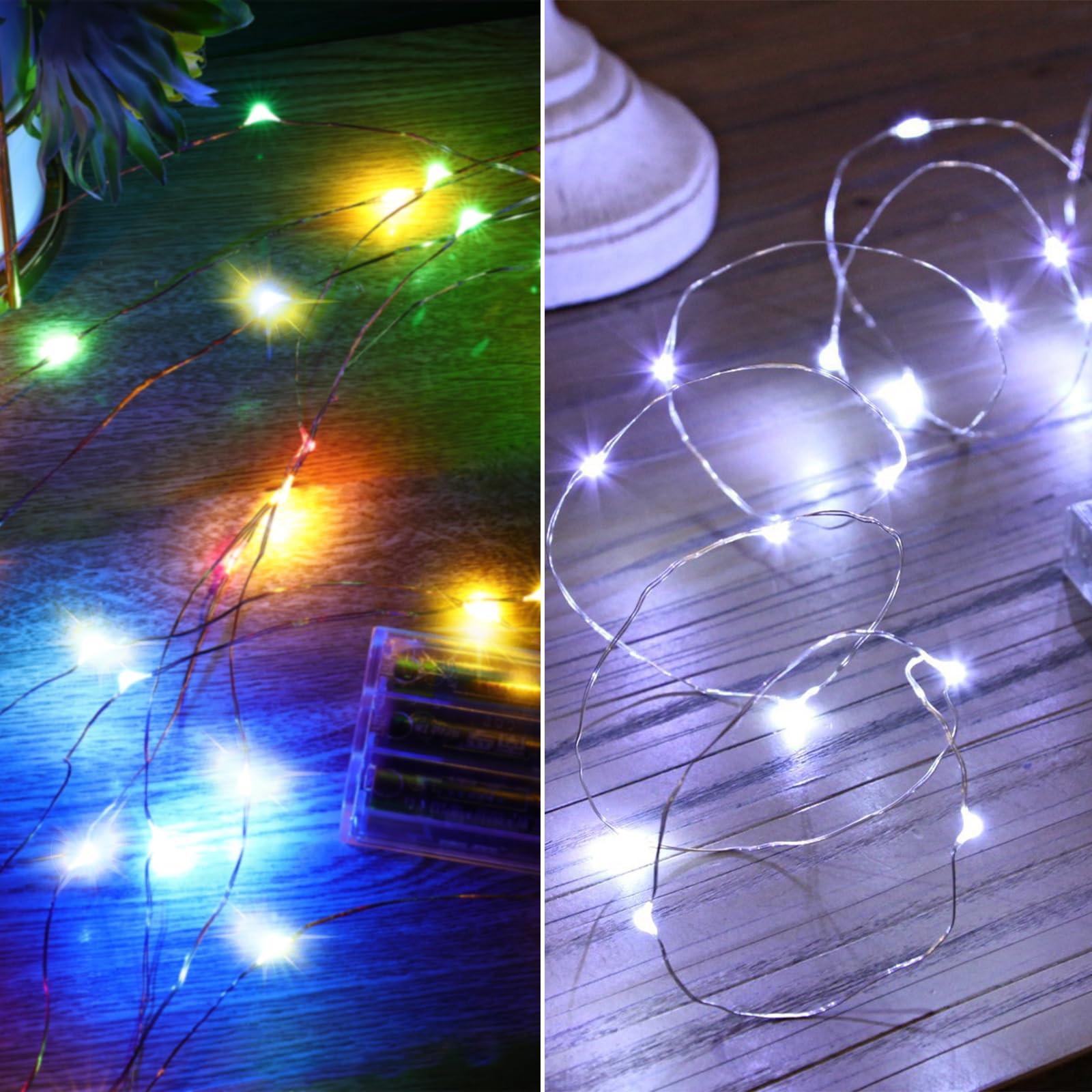 Ariceleo Multicolor and White Christmas 16ft LED Lights Bundle, Basic