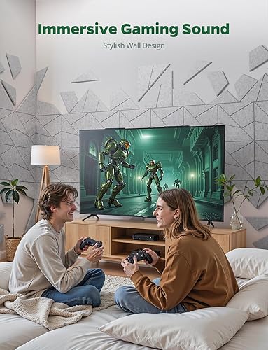 Miniatura 7 de Paquete de 18 paneles acústicos, paneles decorativos de absorción de sonido para paredes, puertas y techos, azulejos autoadhesivos de arte acústico