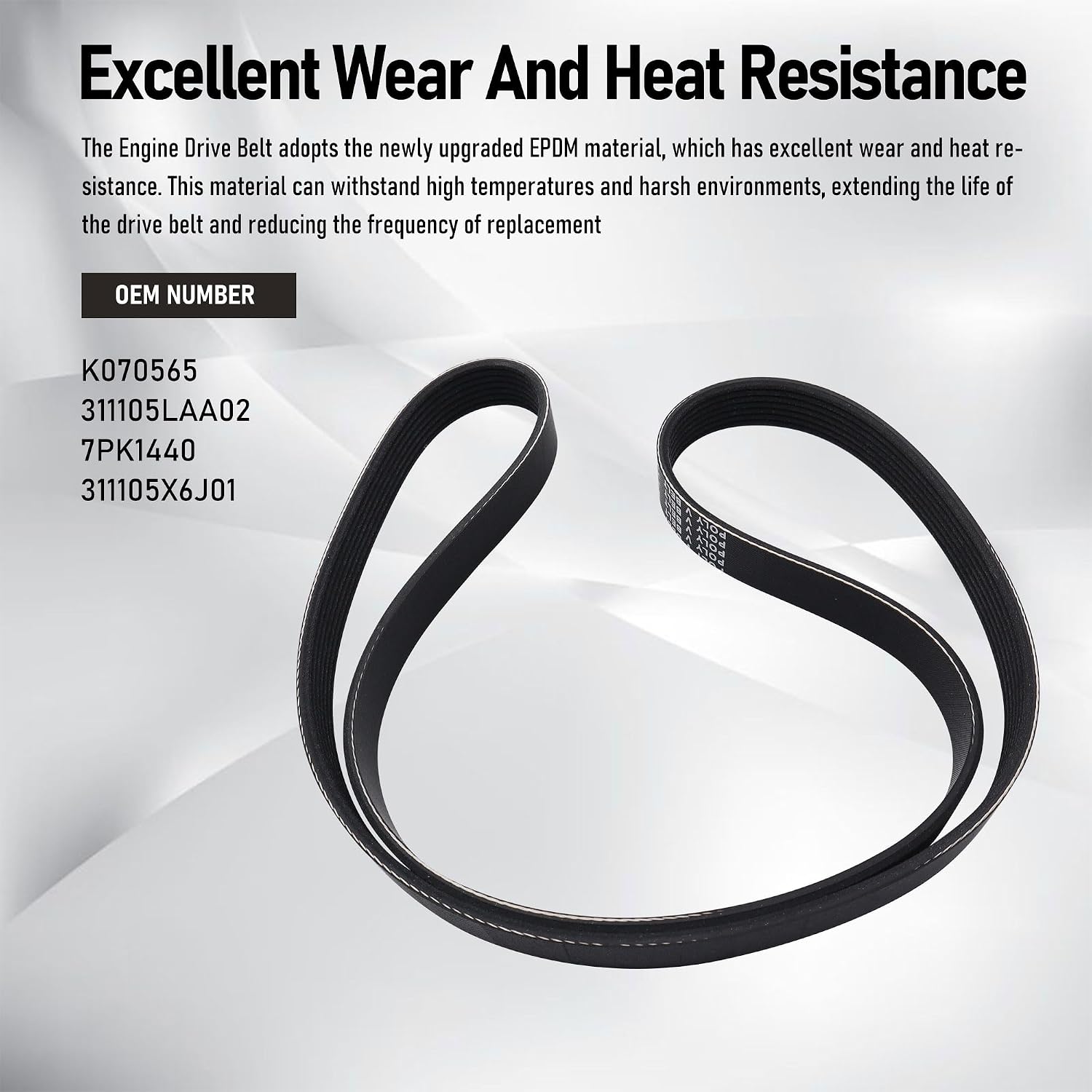 HiSport V-Ribbed Serpentine Drive Belt - Compatible with Acura ILX 2016-2022 TLX 2015-2020, BMW Z8 2000-2003, Honda Accord 2013-2017 CR-V 2015-2019 Engine Fan A/C Compressor Belt 311105LAA02 7PK1440