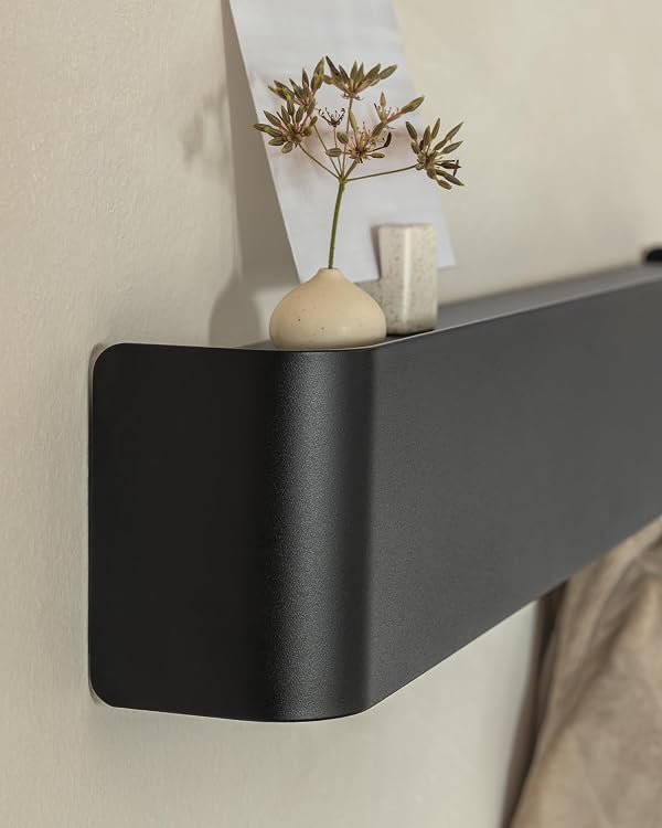 Kazai. Coat Rack Wall Mount with Shelf 'Tone' | Modern Design Coat Hanger with Hidden Hooks and Storage | Hat Rack with Shelf in Metal | Wall-Mounted Purse Organizer | Black by Kazai. - Used condition - Image 6